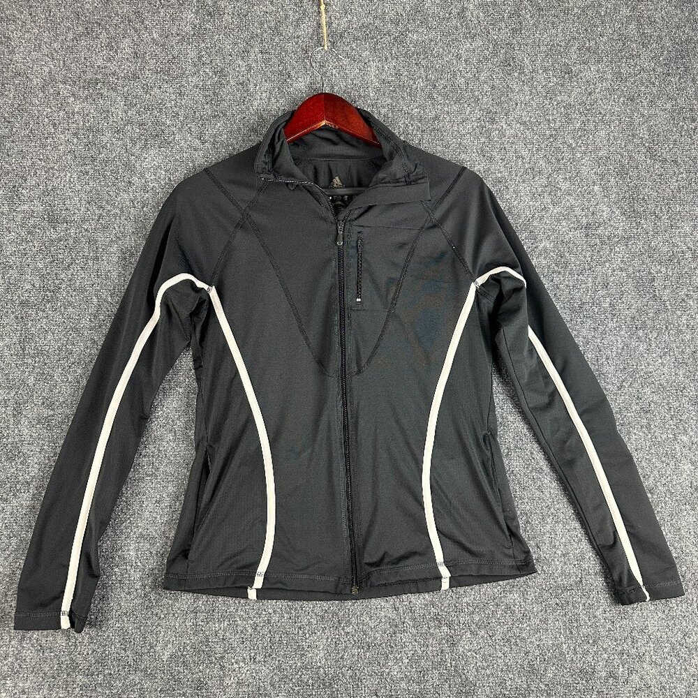 Adidas Track Jacket Womens Small Black Stretch Long Sleeve Full Zip Pocket